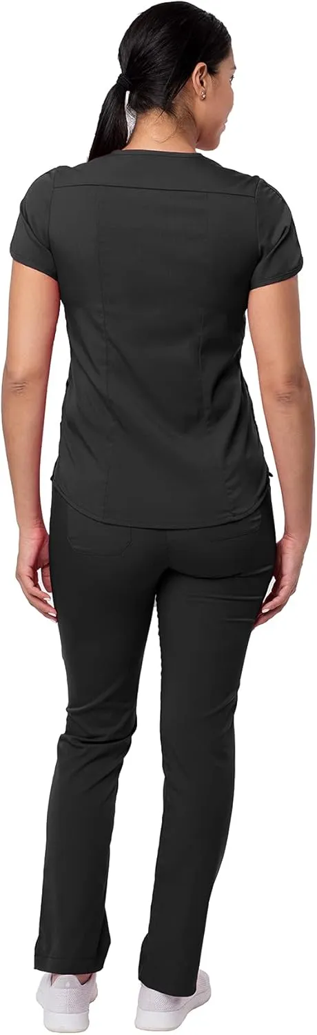 Adar Pro Core Classic Scrub Set for Women - Tailored V-Neck Scrub Top & Tailored Yoga Scrub Pants