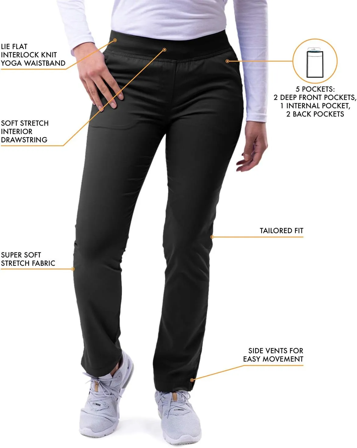 Adar Pro Core Classic Scrub Set for Women - Tailored V-Neck Scrub Top & Tailored Yoga Scrub Pants