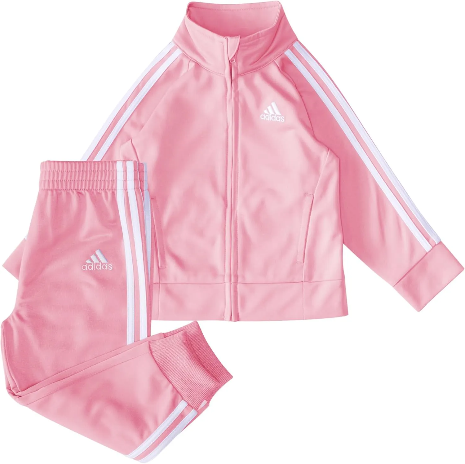 adidas Girls' Zip Front Classic Tricot Jacket and Joggers Set