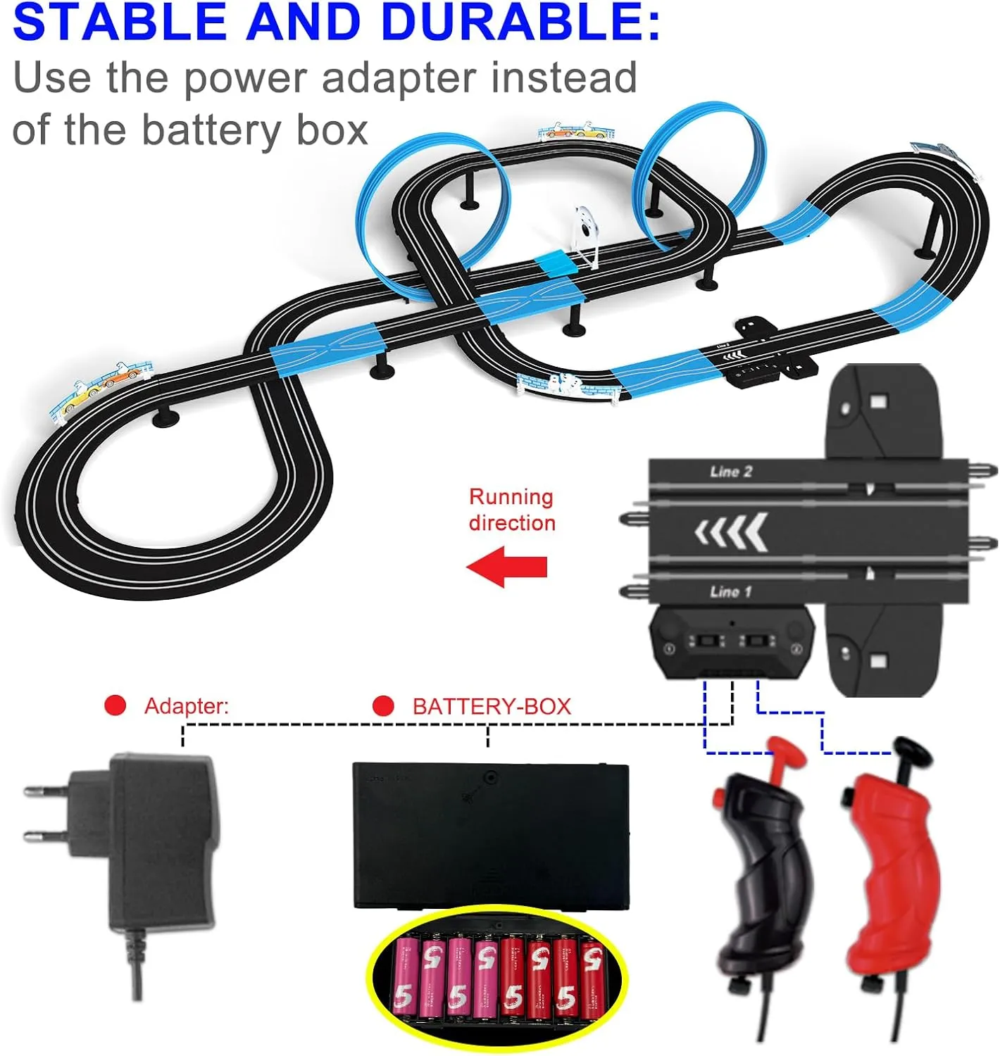 AGM MASTECH High Speed Series Dual Track Set, 8.4m Electric Track with 4 Vehicles Official Licensed Slot car Racing, Comes with 2 Hand Controls and Track Parts and a Lap Counter.