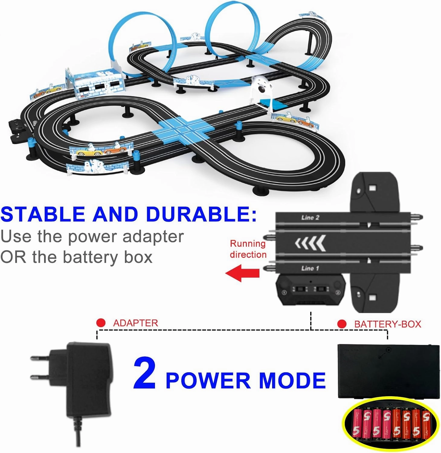 AGM MASETCH High Speed Series Tram Dual Track Set, Track with 4 Vehicles Official Licensed Slot car Racing, Comes with 2 Hand Controls and Track Parts and a Lap Counter.