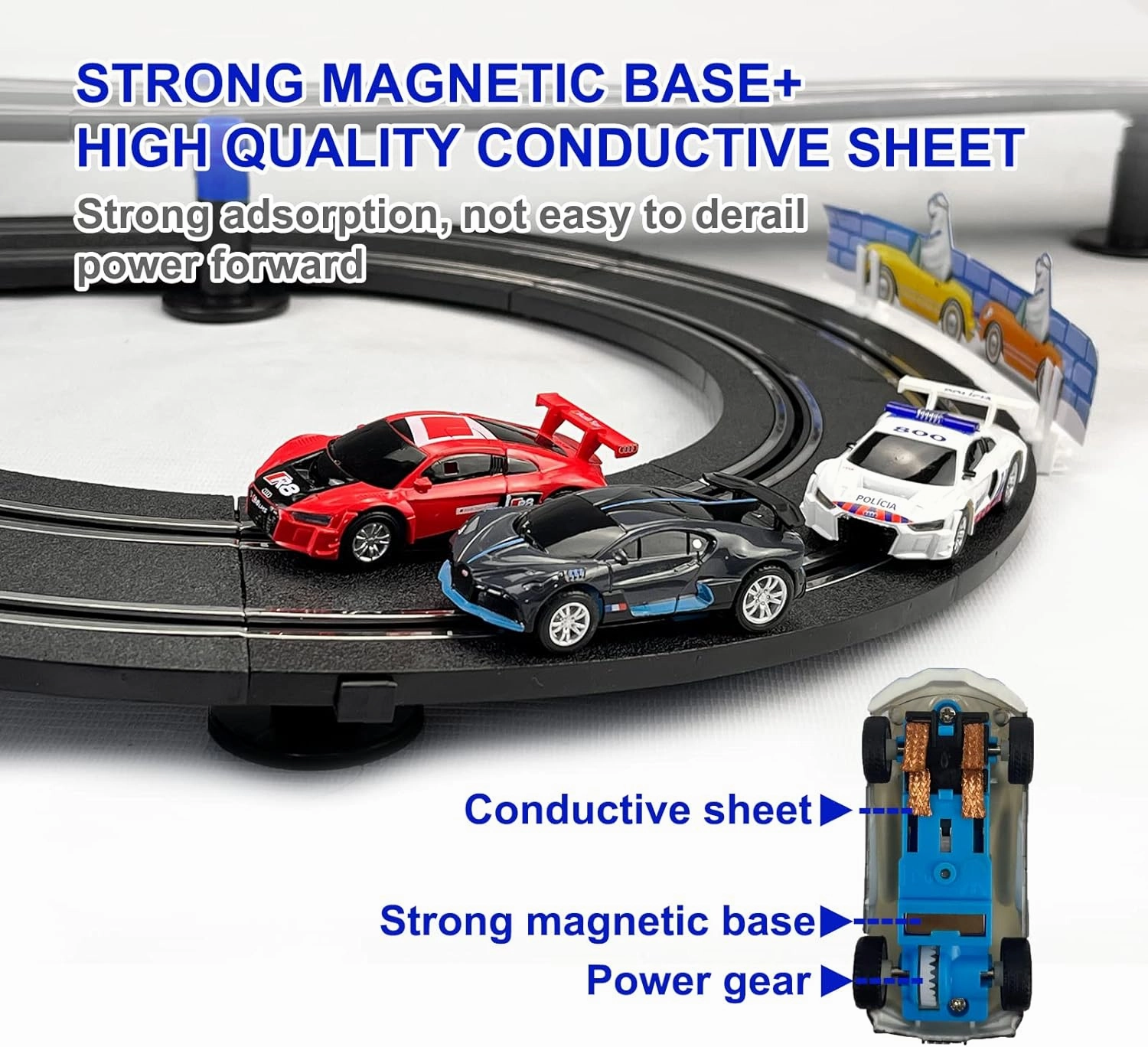 AGM MASETCH High Speed Series Tram Dual Track Set, Track with 4 Vehicles Official Licensed Slot car Racing, Comes with 2 Hand Controls and Track Parts and a Lap Counter.