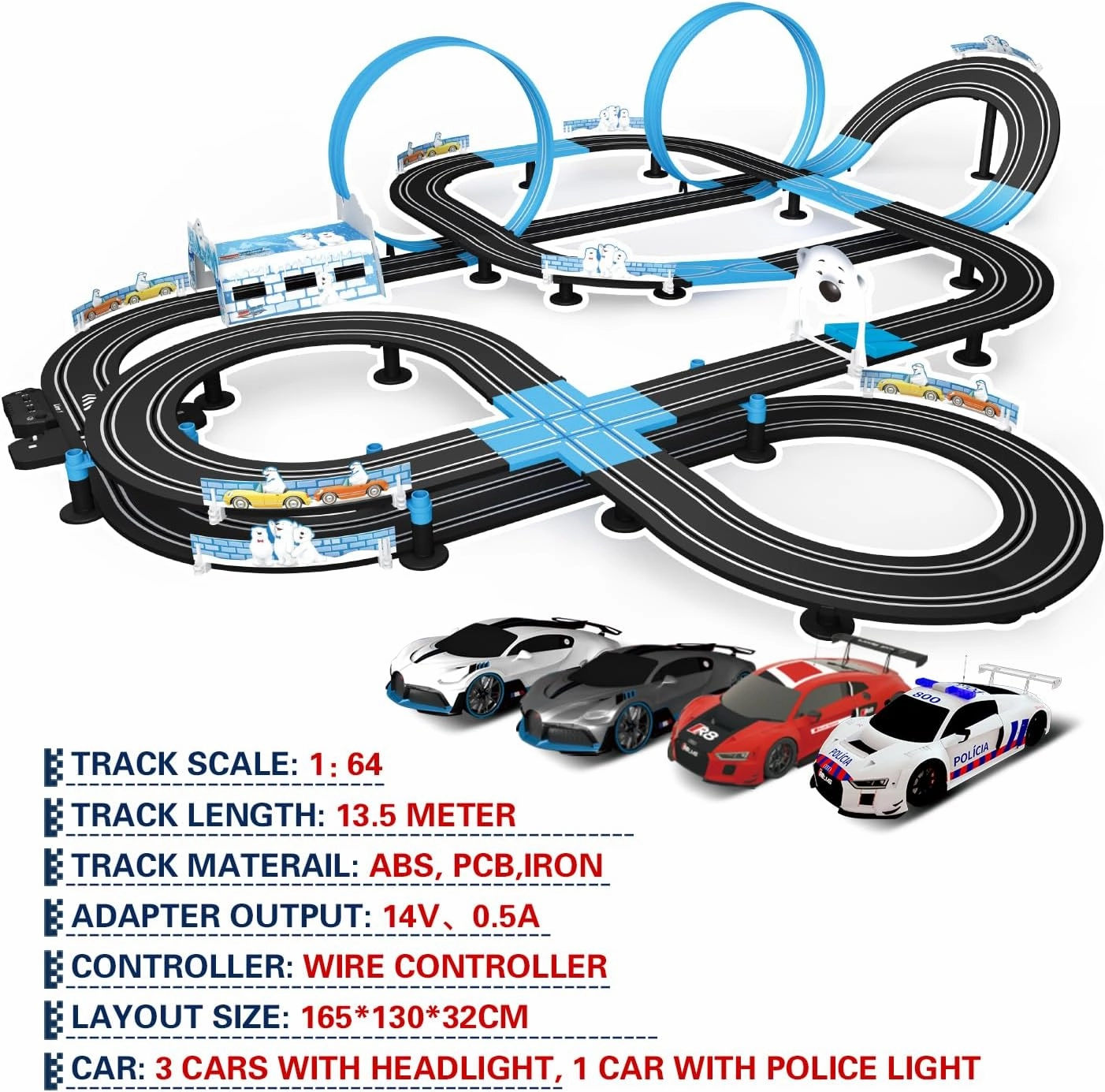 AGM MASETCH High Speed Series Tram Dual Track Set, Track with 4 Vehicles Official Licensed Slot car Racing, Comes with 2 Hand Controls and Track Parts and a Lap Counter.