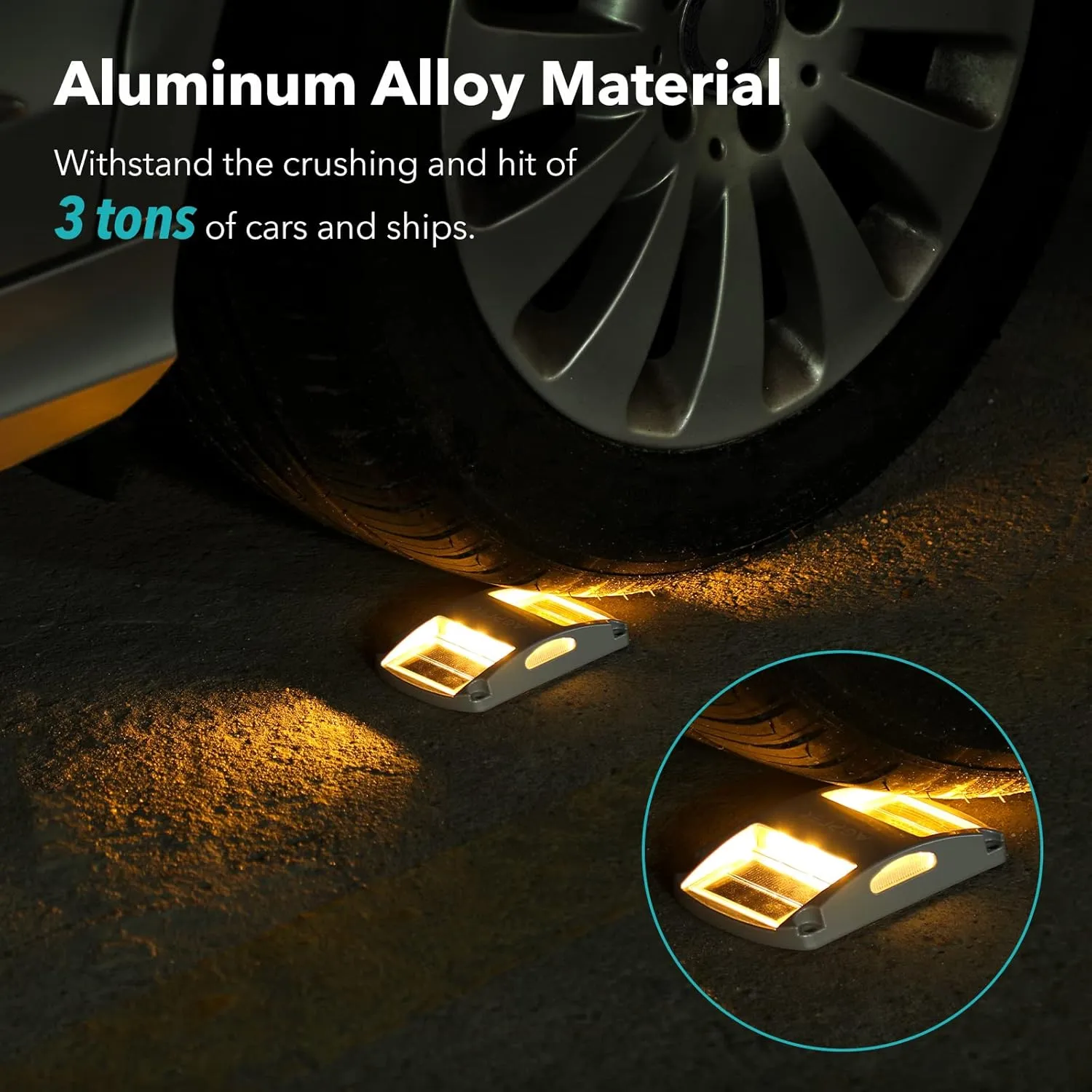 AGPTEK Solar Driveway Lights 20 Pack, Outdoor Deck Dock Marine LED Solar Powered Waterproof Driveway Marker Lights for Warning Step, Sidewalk, Pathway, Garden, Yard (Warm White)