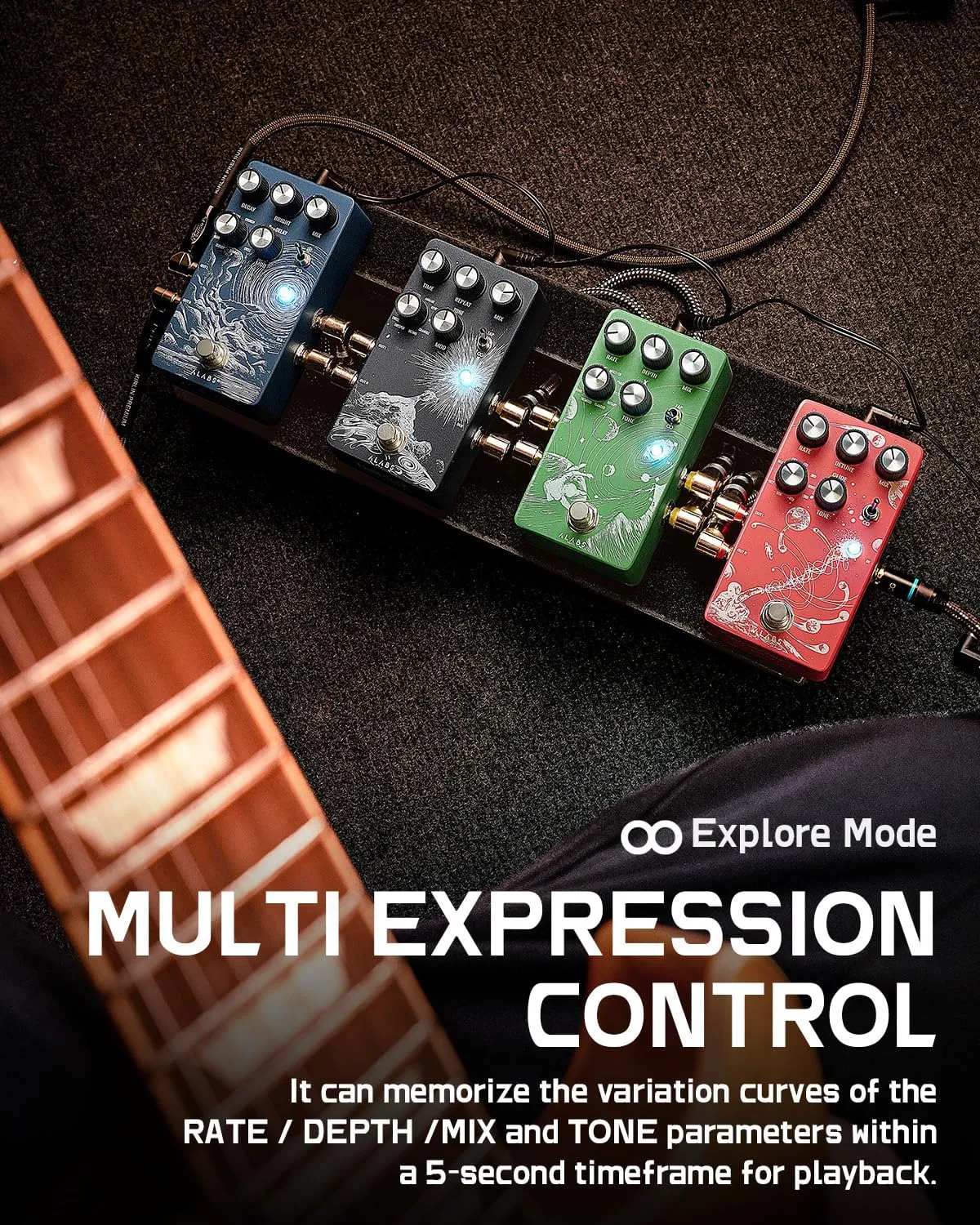 ALABS NOVADRIFT Modulation Pedals for Electric Guitar,Vibe Chorus Phaser Rotary Flanger Tremolo Ring,Analog Dry Through,Tap Tempo,True Bypass