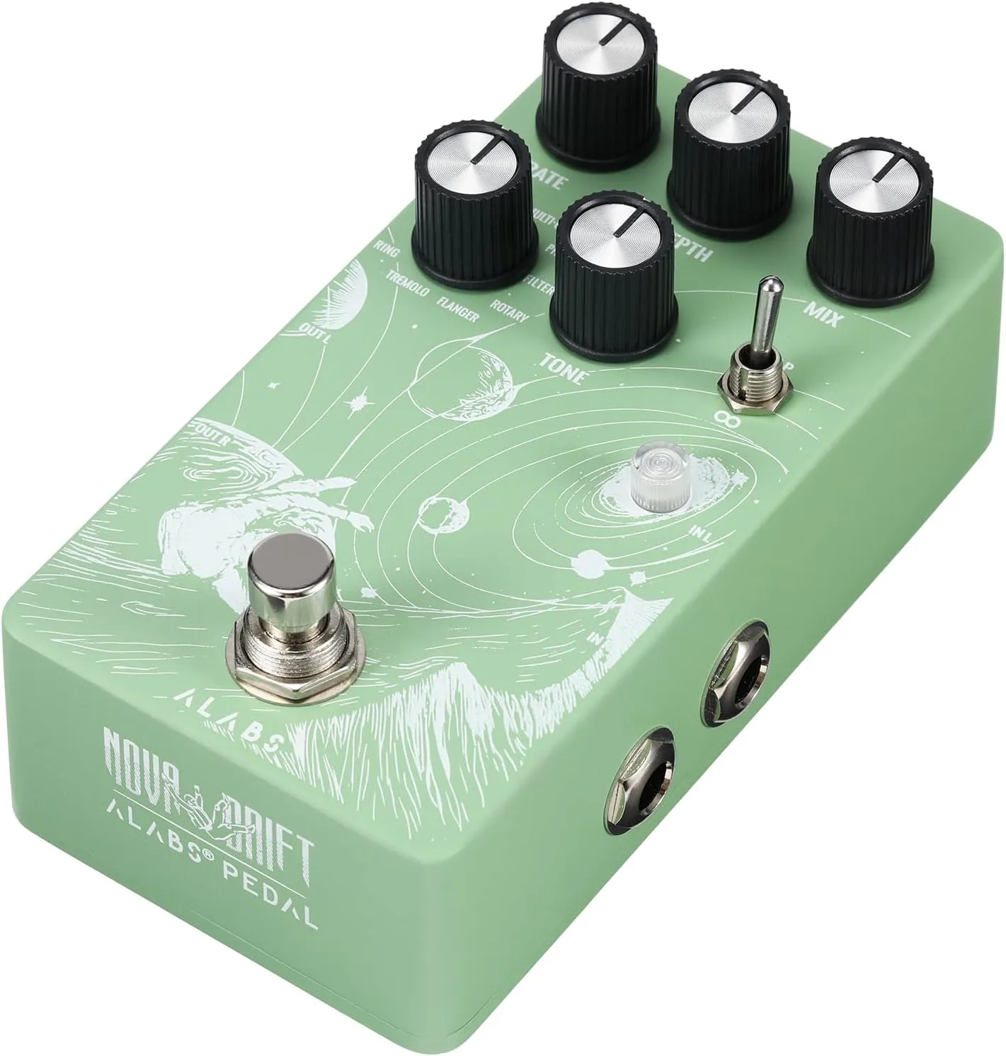 ALABS NOVADRIFT Modulation Pedals for Electric Guitar,Vibe Chorus Phaser Rotary Flanger Tremolo Ring,Analog Dry Through,Tap Tempo,True Bypass