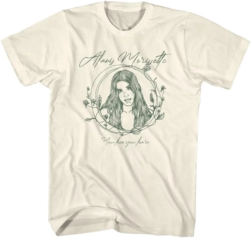 Alanis Morissette T Shirt You Learn Adult Natural Short Sleeve 90s Music Icon Vintage Style Graphic Tees
