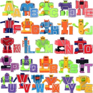 Alphabet Transforming ABC Letters Robots - 26 Piece Alphabots Learning Toys for Toddlers & Preschoolers Classroom Prizes Party Favors