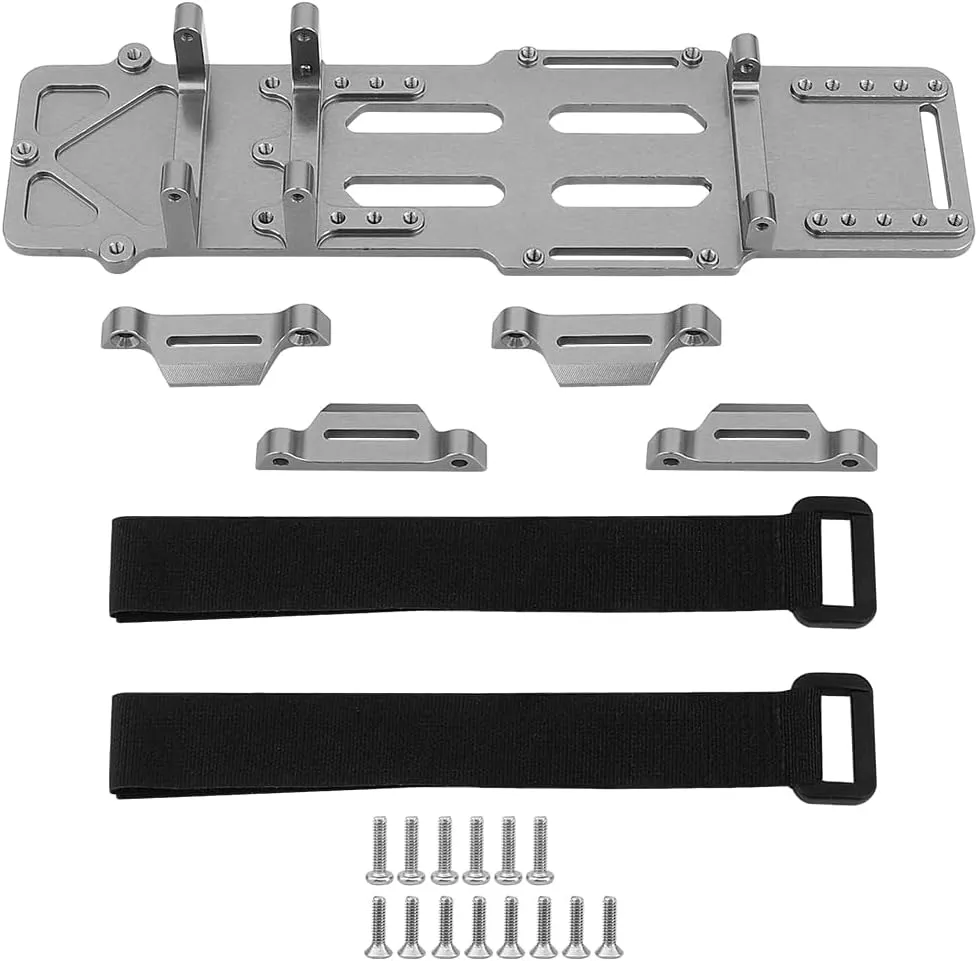 Aluminum Alloy Battery Holder/ESC/Receiver Bracket for LOSI 1/18 Mini LMT 4X4 Brushed Monster Truck Metal Upgarded RC Parts (Titanium)