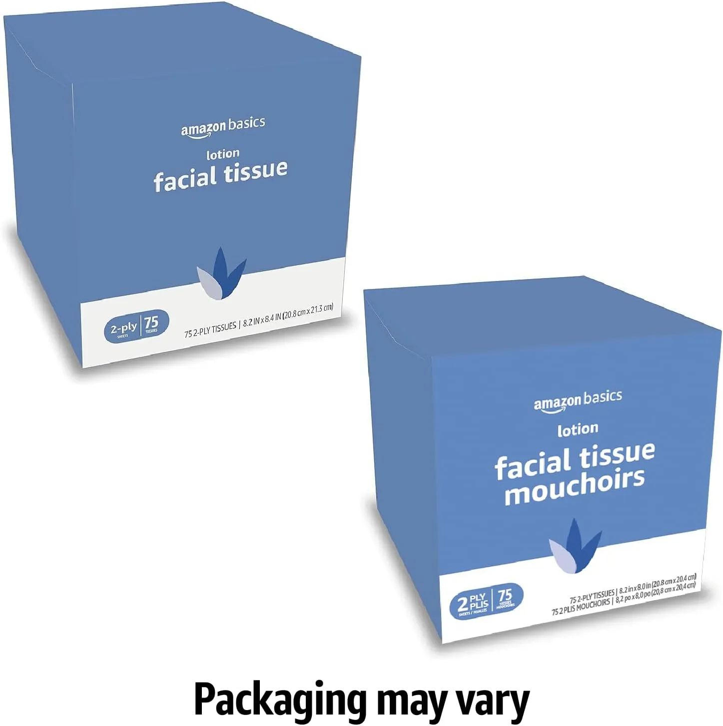 Amazon Basics Facial Tissue with Lotion, 2-Ply, 1350 Count (18 Packs of 75), (Packaging May Vary)