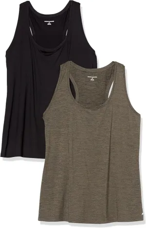 Amazon Essentials Women's Active Quick Dry Tech Stretch Racerback Tank Top (Available in Plus Size), Multipacks