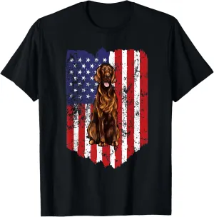American Flag Irish Setter 4th Of July USA T-Shirt