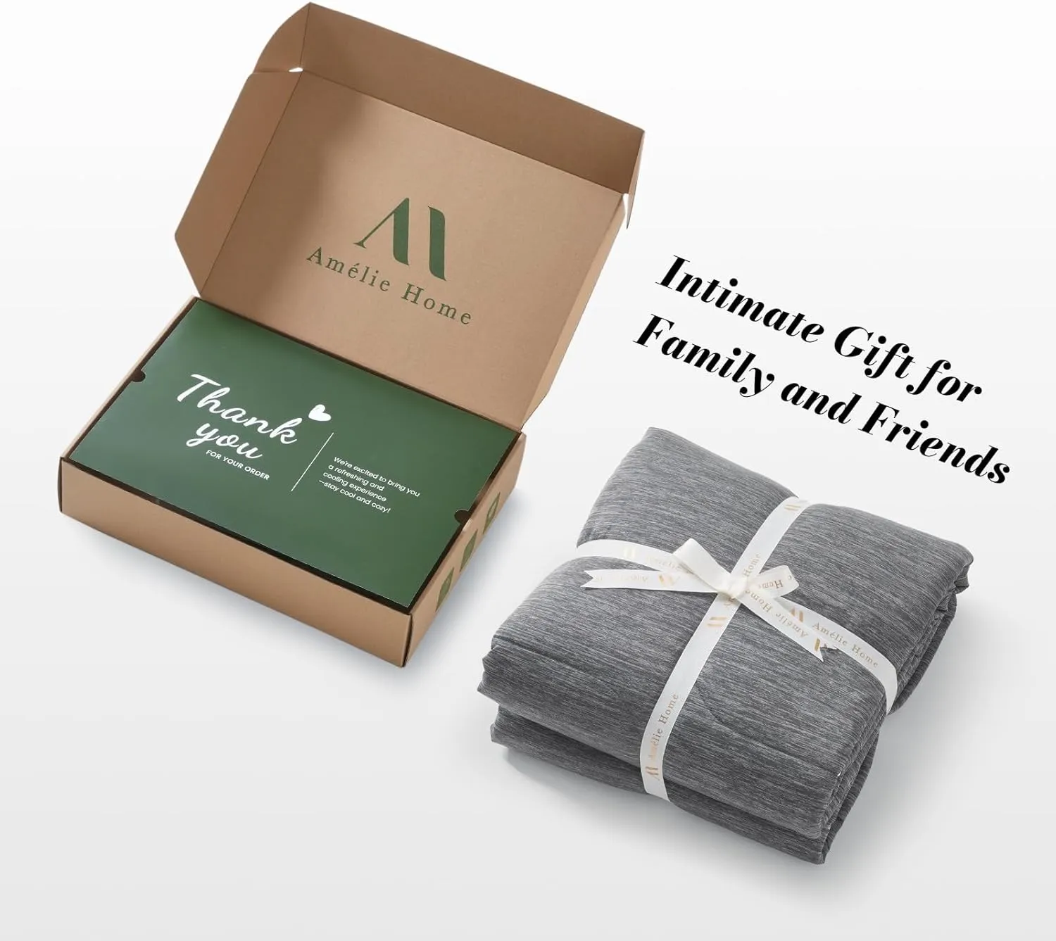 Amélie Home Cooling Comforter Queen Size, Reversible Lightweight Cooling Blanket for Hot Sleepers, Q-Max 0.43 Summer Breathable Cooling Quilt for Night Sweats, 90" x 90", Heather Charcoal Grey
