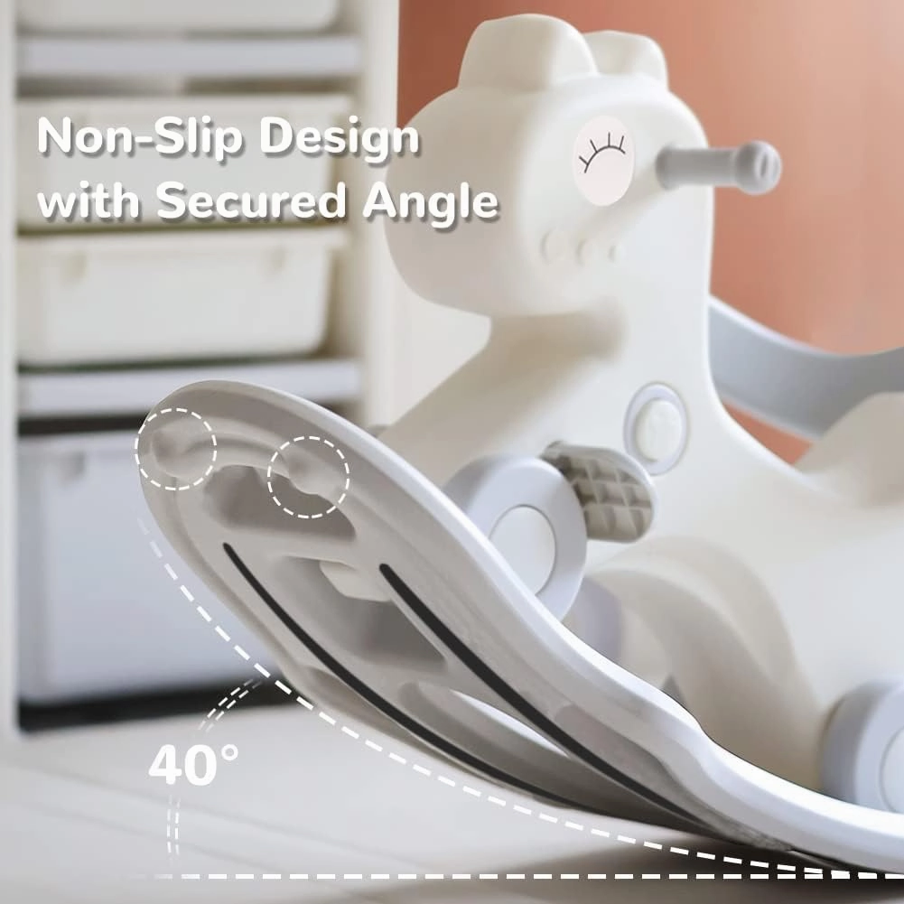 Ancaixin 4 in 1 Rocking Horse for Toddlers 1-3 Years Old, Balance Bike Ride On Toys with Push Handle, Backrest and Balance Board for Baby Girl and Boy, Unicorn Kids Riding Birthday (White)