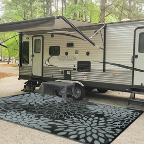 Anidaroel Outdoor Rugs 6x9ft for Patios Clearance Waterproof, Reversible Tropical Plastic Straw Camping Mat Outside Rug, Large Outdoor Area Rug for RV, Porch, Deck, Balcony, Picnic(6'x9')