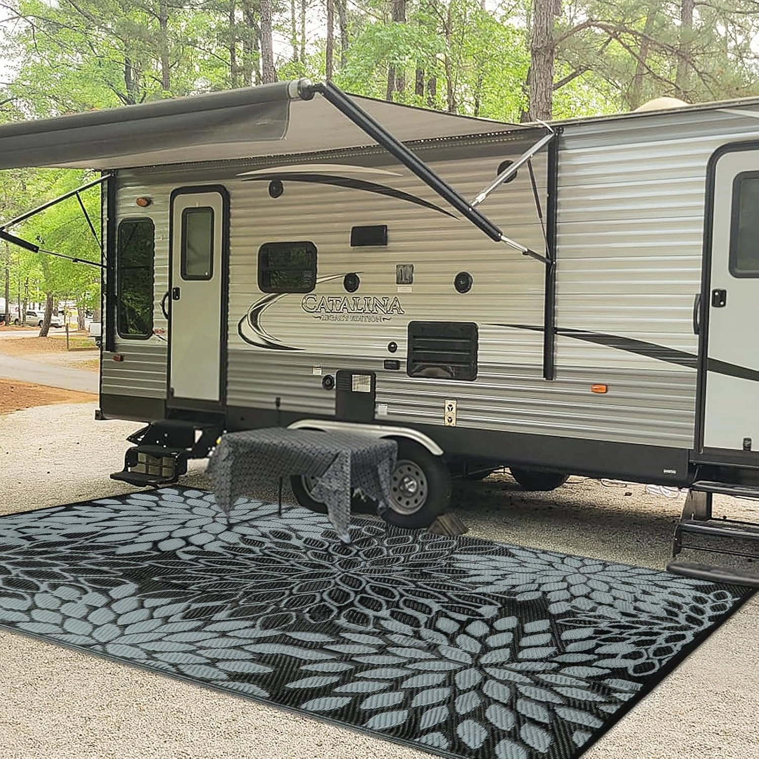 Anidaroel Outdoor Rugs 6x9ft for Patios Clearance Waterproof, Reversible Tropical Plastic Straw Camping Mat Outside Rug, Large Outdoor Area Rug for RV, Porch, Deck, Balcony, Picnic(6'x9')