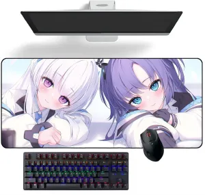 Anime Mouse pad Blue Archive Yūka & Noa Anime Mouse Pads Deskmat Keyboard Mat Large Mouse Pads, 400mm*900mm*3mm