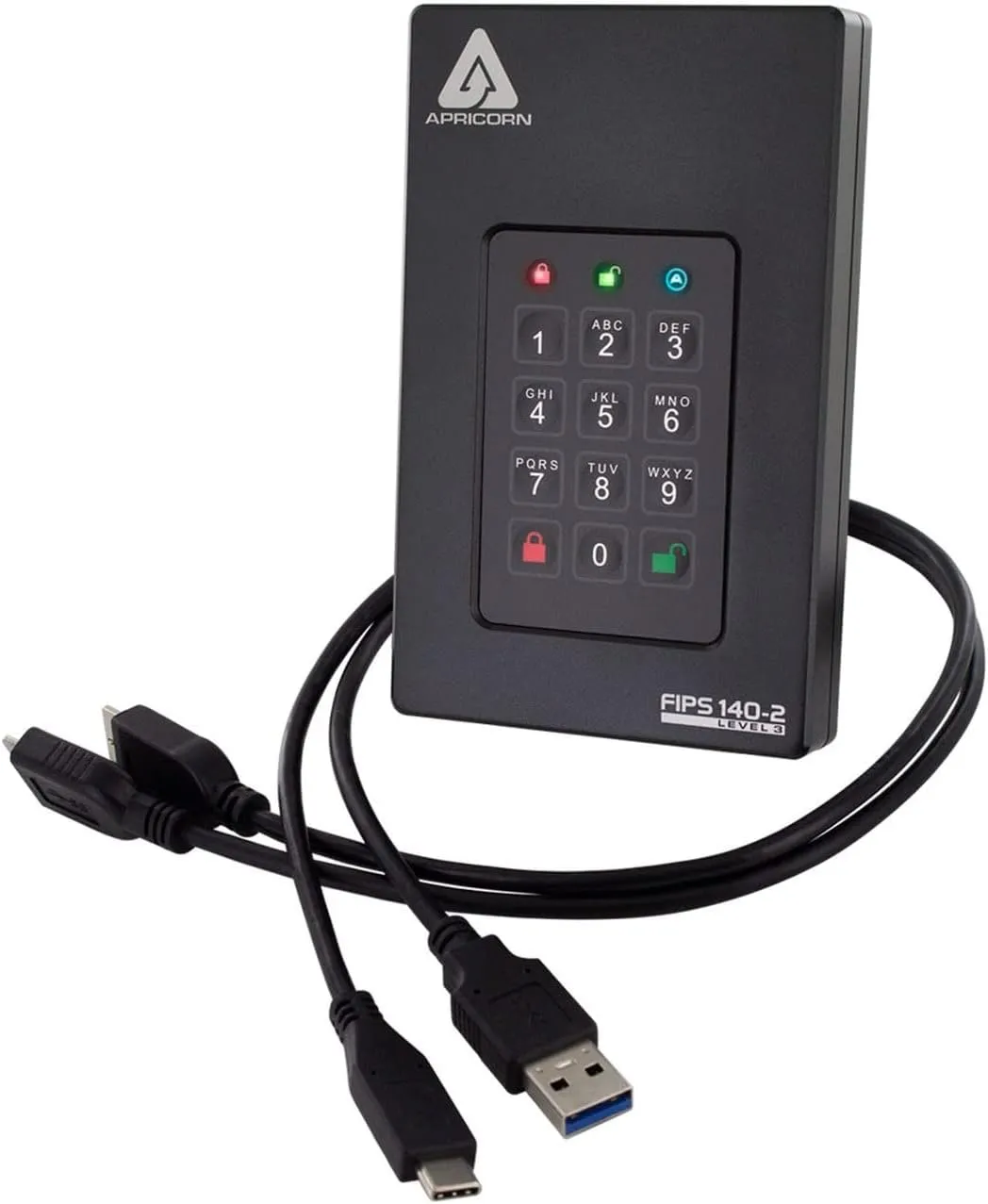 Apricorn 2TB Aegis Fortress L3- FIPS Level 3 Validated USB 3.0 Hardware Encrypted Portable Drive (AFL3-2TB) , black