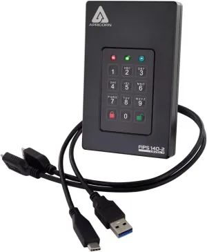 Apricorn 2TB Aegis Fortress L3- FIPS Level 3 Validated USB 3.0 Hardware Encrypted Portable Drive (AFL3-2TB) , black