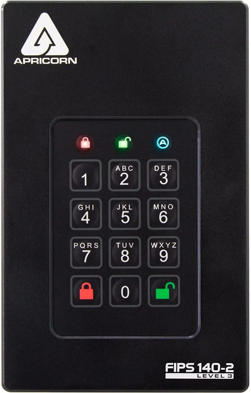 Apricorn 2TB Aegis Fortress L3- FIPS Level 3 Validated USB 3.0 Hardware Encrypted Portable Drive (AFL3-2TB) , black
