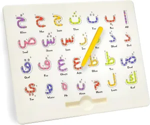 Arabic Magnetic Alphabet Letters Practicing Board for Tracing Arabic Letters, 2 in 1 Reading & Writing Practice, for Toddlers Preschool Educational Games, With Stylus Magnetic Pen (Multicolor)