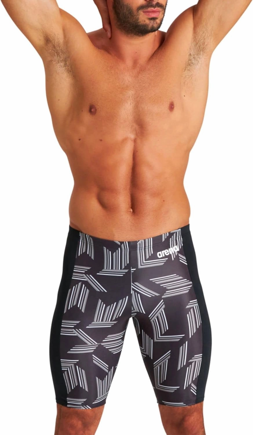 ARENA Puzzled Athletic Swim Jammers for Men Competitive Racing, Training, Quick Dry, Compression, Chlorine Resistant Swimsuit