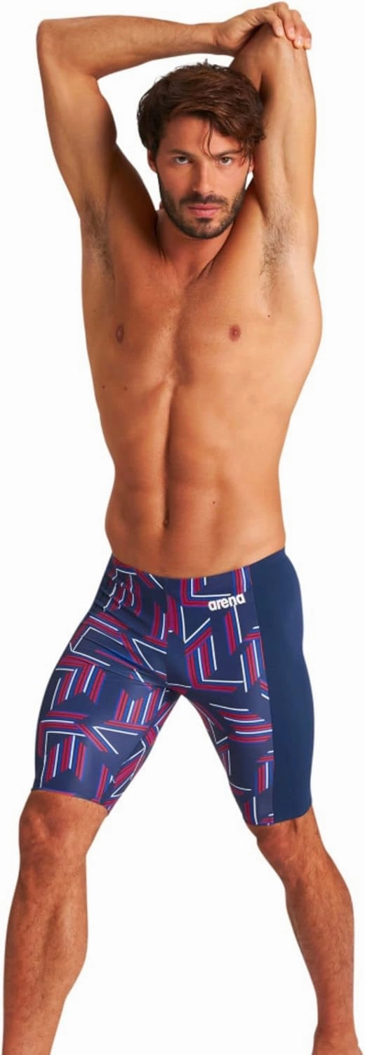 ARENA Puzzled Athletic Swim Jammers for Men Competitive Racing, Training, Quick Dry, Compression, Chlorine Resistant Swimsuit