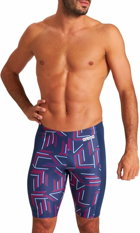 ARENA Puzzled Athletic Swim Jammers for Men Competitive Racing, Training, Quick Dry, Compression, Chlorine Resistant Swimsuit