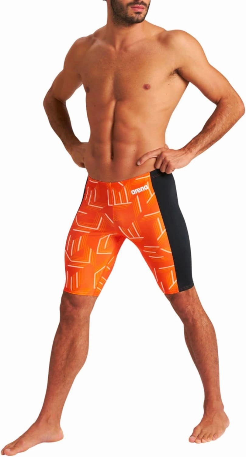 ARENA Puzzled Athletic Swim Jammers for Men Competitive Racing, Training, Quick Dry, Compression, Chlorine Resistant Swimsuit