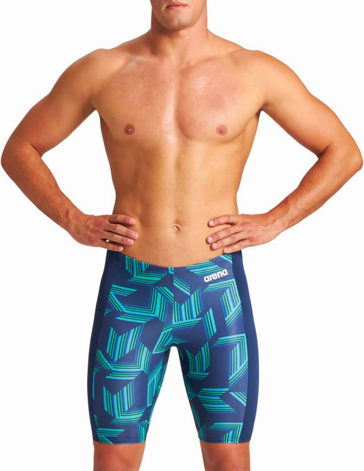 ARENA Puzzled Athletic Swim Jammers for Men Competitive Racing, Training, Quick Dry, Compression, Chlorine Resistant Swimsuit