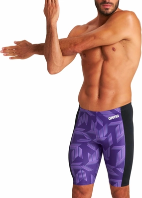 ARENA Puzzled Athletic Swim Jammers for Men Competitive Racing, Training, Quick Dry, Compression, Chlorine Resistant Swimsuit