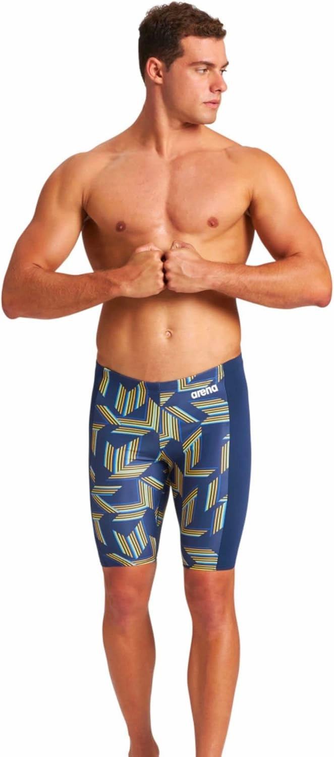 ARENA Puzzled Athletic Swim Jammers for Men Competitive Racing, Training, Quick Dry, Compression, Chlorine Resistant Swimsuit