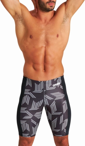 ARENA Puzzled Athletic Swim Jammers for Men Competitive Racing, Training, Quick Dry, Compression, Chlorine Resistant Swimsuit