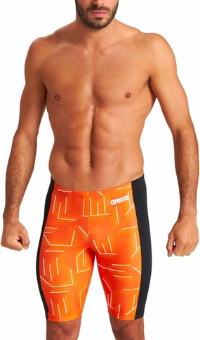 ARENA Puzzled Athletic Swim Jammers for Men Competitive Racing, Training, Quick Dry, Compression, Chlorine Resistant Swimsuit
