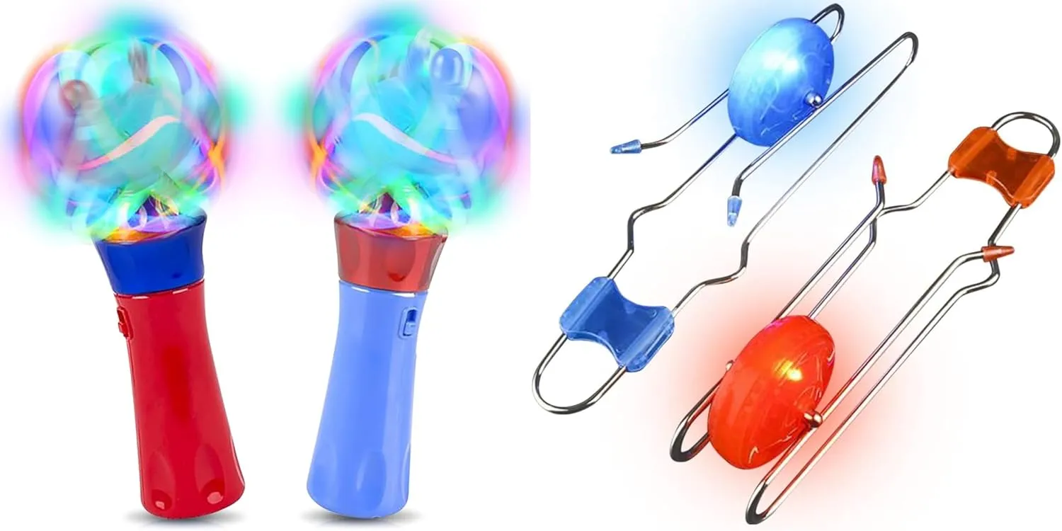 ArtCreativity Light Up Spinning Wands for Kids – LED Spinning Light Up Toy with Flashing Lights & 2 Gyro Wheels Rail Twisters, Kids Classic Vintage Nostalgia Yoyo Sensory Fidget Toys