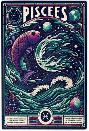 Artistic Pisces With Swimming Fishes Jigsaw Puzzles For Adults 1000 Pieces, Unique Zodiac For Home Decor,Ideal For Party Game Nights,Brainstorming For Stress Relief