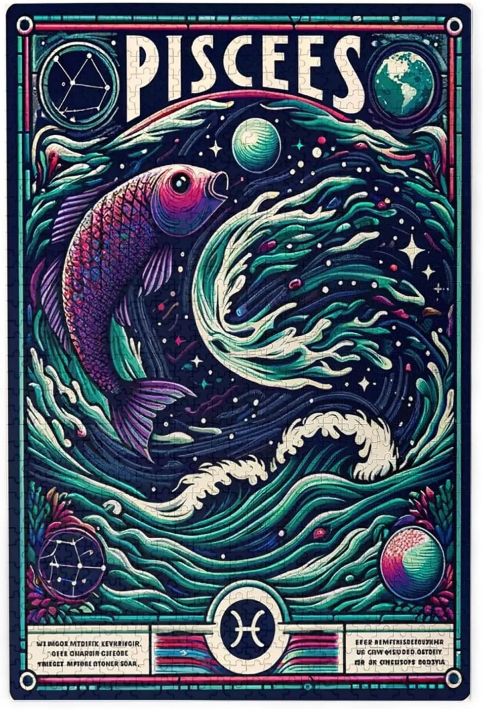 Artistic Pisces With Swimming Fishes Jigsaw Puzzles For Adults 1000 Pieces, Unique Zodiac For Home Decor,Ideal For Party Game Nights,Brainstorming For Stress Relief
