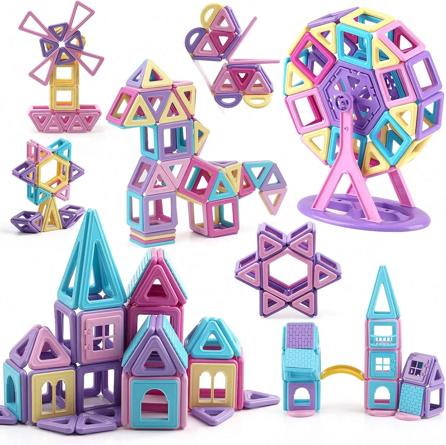 ASOK 149 Pcs Mini Magnetic Blocks Castle Building Tiles Edutainment Toys Develop Creativity Imagination STEM Toys for Kids Age 4 5 6 7 8 9 Years Old Girls Boys Gifts