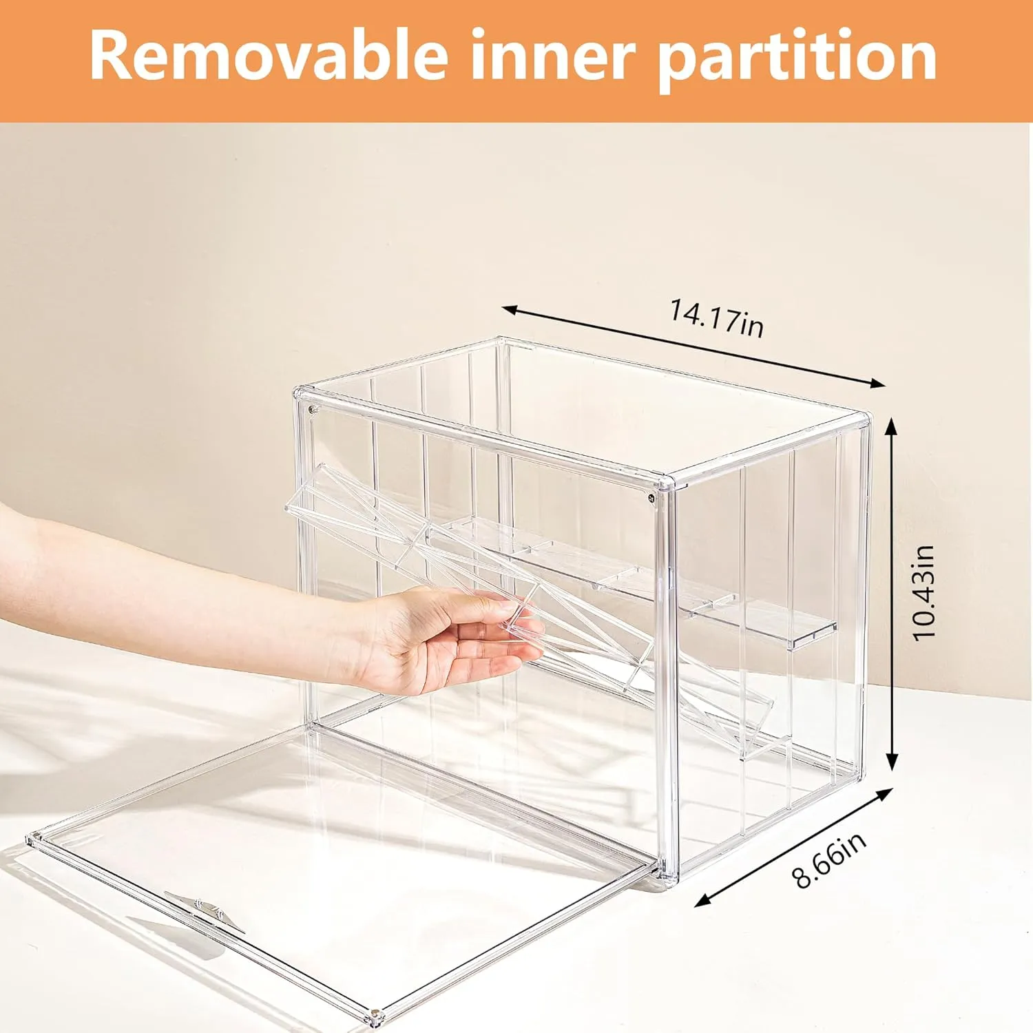 Attelite 2pack Clear Acrylic Display Boxes,3 Tiers Display Case with 2 Movable Plates, Display Storage Box with Magnetic Door, Stackable Showcase for Action Figures