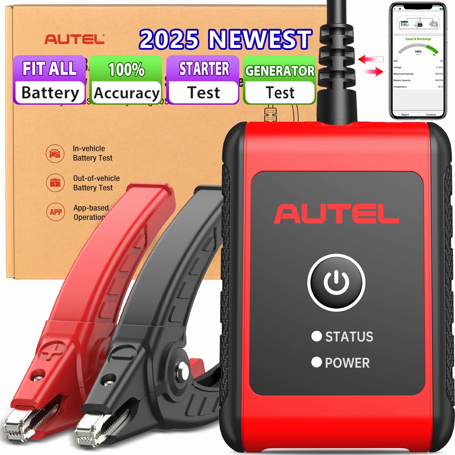 Autel MaxiBAS BT506 Battery Tester, 6V 12V 100-2000 CCA Auto Battery Test Tool, Cranking Charging Electrical System Analyzer, Top Accuracy Adaptive Conductance, in & Out-of-Vehicle Test for All Cars
