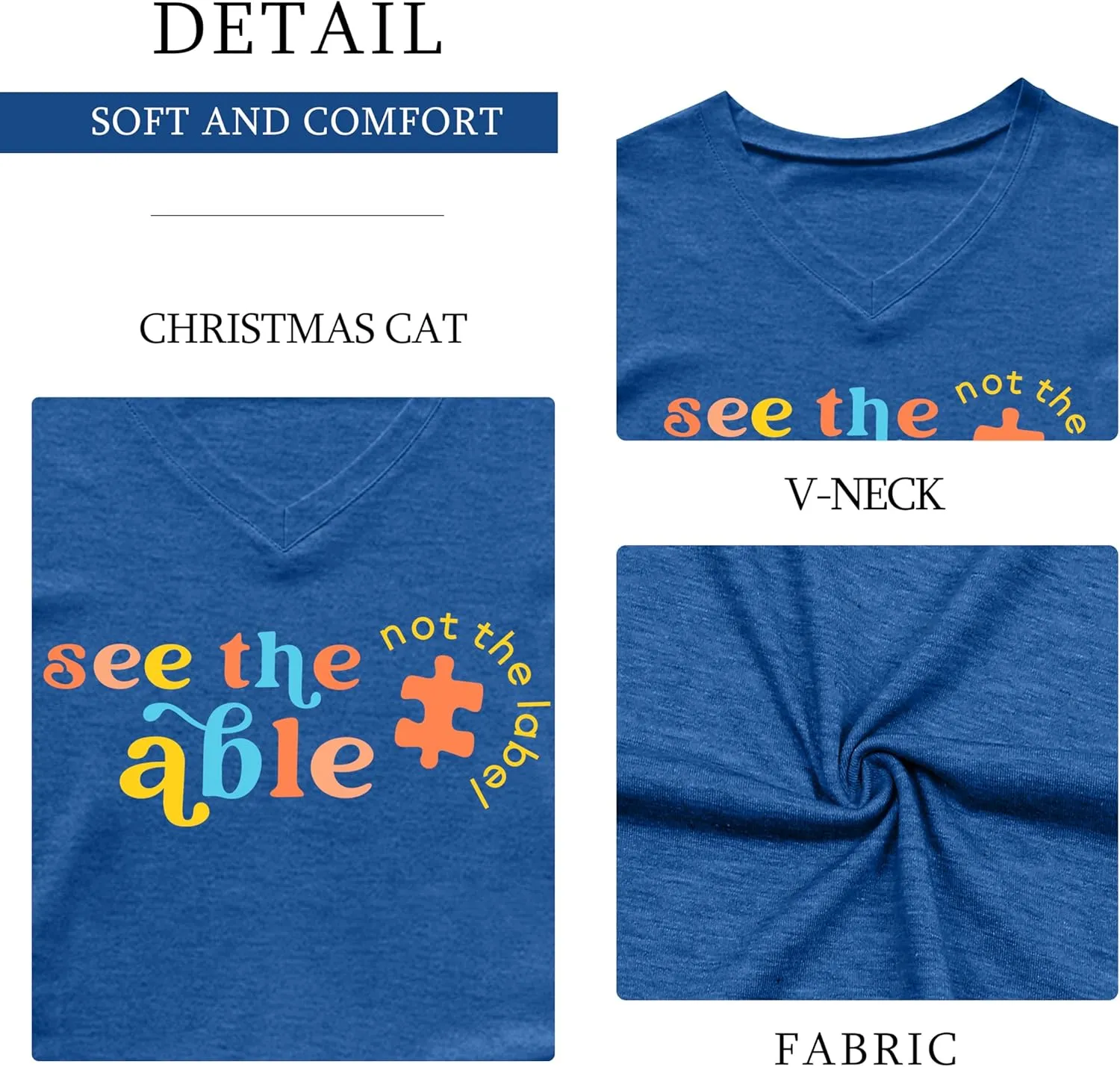 Autism Awareness Shirt for Women I Wear Blue Tshirt Autistic Mom T-Shirt Puzzle Piece Short Sleeve Tops