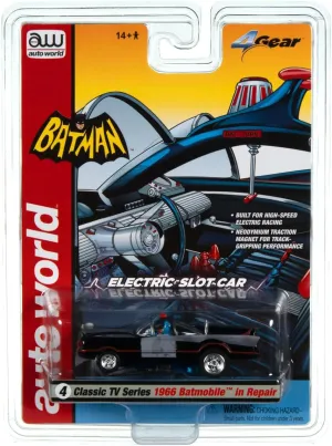 Auto World 4Gear 1966 TV Series Batmobile (Black w/Primered Repair Patches) HO Scale Slot Car