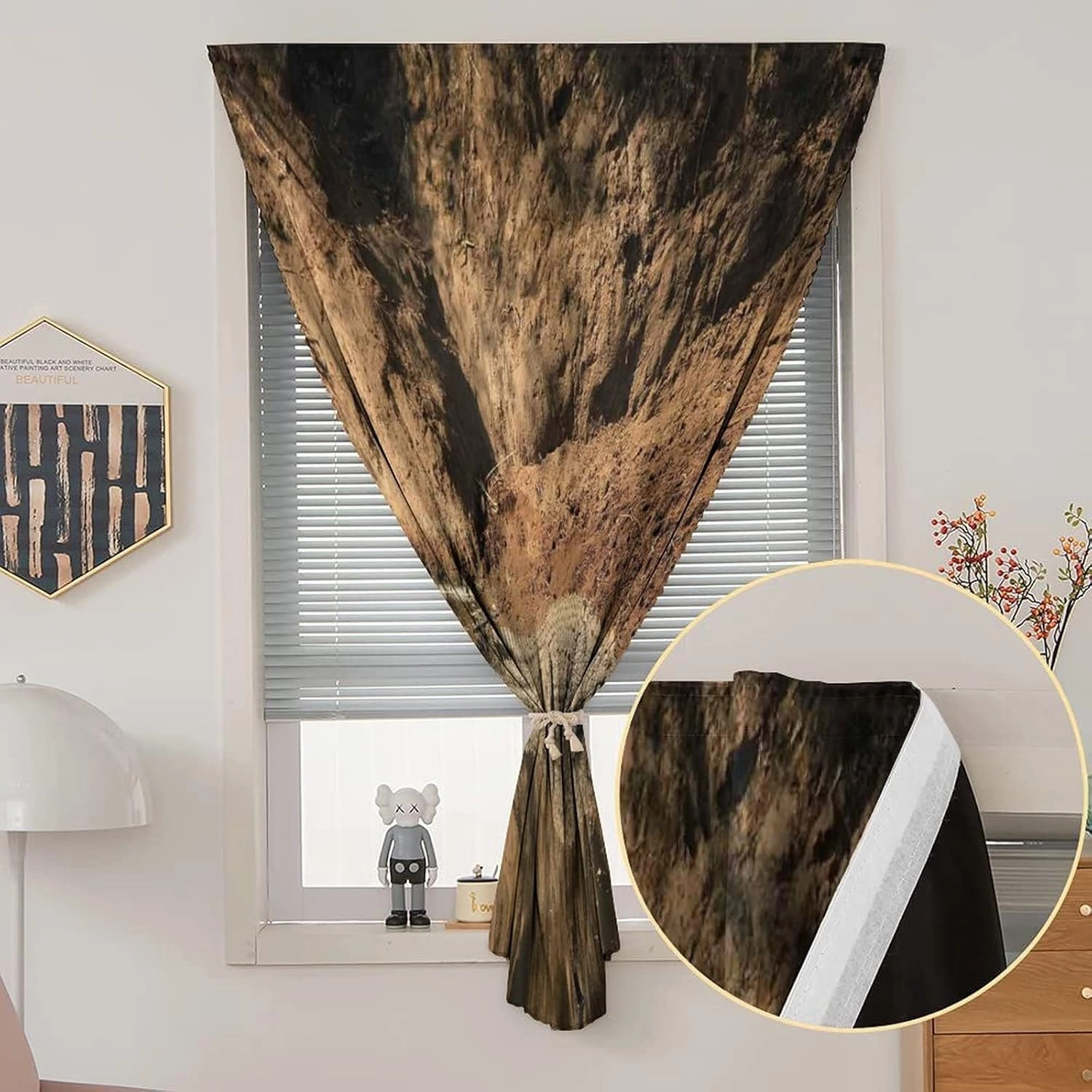 Autohesion Curtains, Animal Window Curtain Panel, Nile Crocodile Swimming in the River Rock Print Thermal Lnsulated Room Darkening Small Drapes,59W x72L Inches, for Bathroom Living Room Bedroom