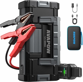 AVAPOW 6000A Portable Jump Starter (for All Gas & 12.0L Diesel Engines) with Dual USB Quick Charge and DC Output, Force Start Battery Jumper Portable, 12V Jump Pack with 3 Modes LED Bright Light
