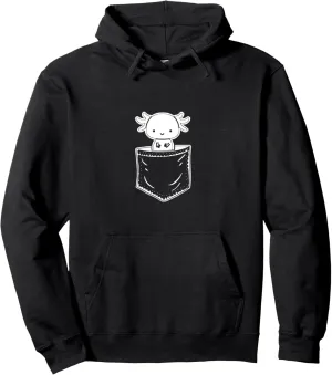 Axolotl Inside Pocket Watching You, Walking Fish Axolotl Pullover Hoodie