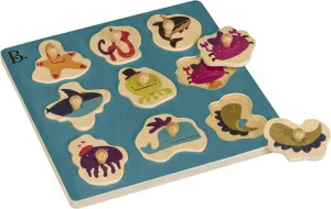 B. toys- Hide N’ Sea Underwater- Peg Puzzle – Classic Wooden Puzzles for Toddlers with 9 Chunkypiece – Sea Animals & Shape Sorting- 18 months  