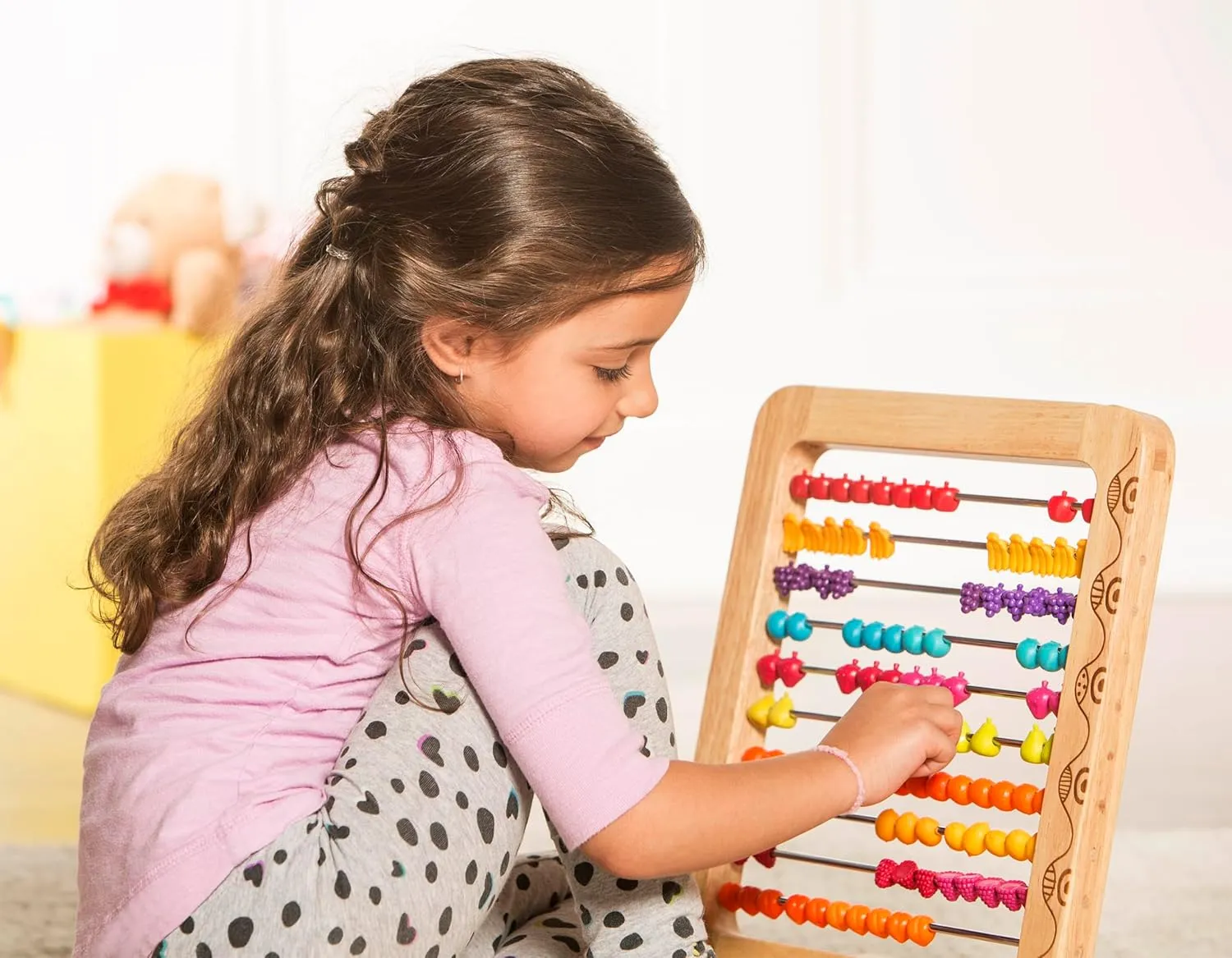 B. toys- Wooden Abacus Toy- Education Toy- Classic Wooden Math Game Toy for Early Childhood Education & Development with 100 Fruit Beads- Two-ty Fruity! -18 months  