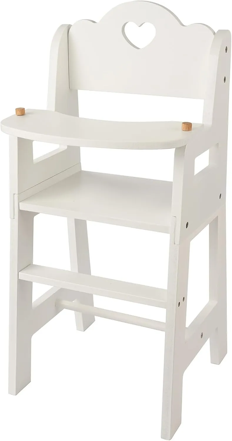 BABESIDE Baby Doll High Chair for 12-18 Inch Dolls, Baby Dolls Accessories Wooden Dollhouse Furniture Doll Highchair for Toddler 3-5 Pretend Play Toys, Only Wooden High Chair for Dolls