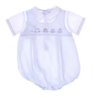Baby Boys Hand Smocked Classic Creeper - Blue Train, 6M