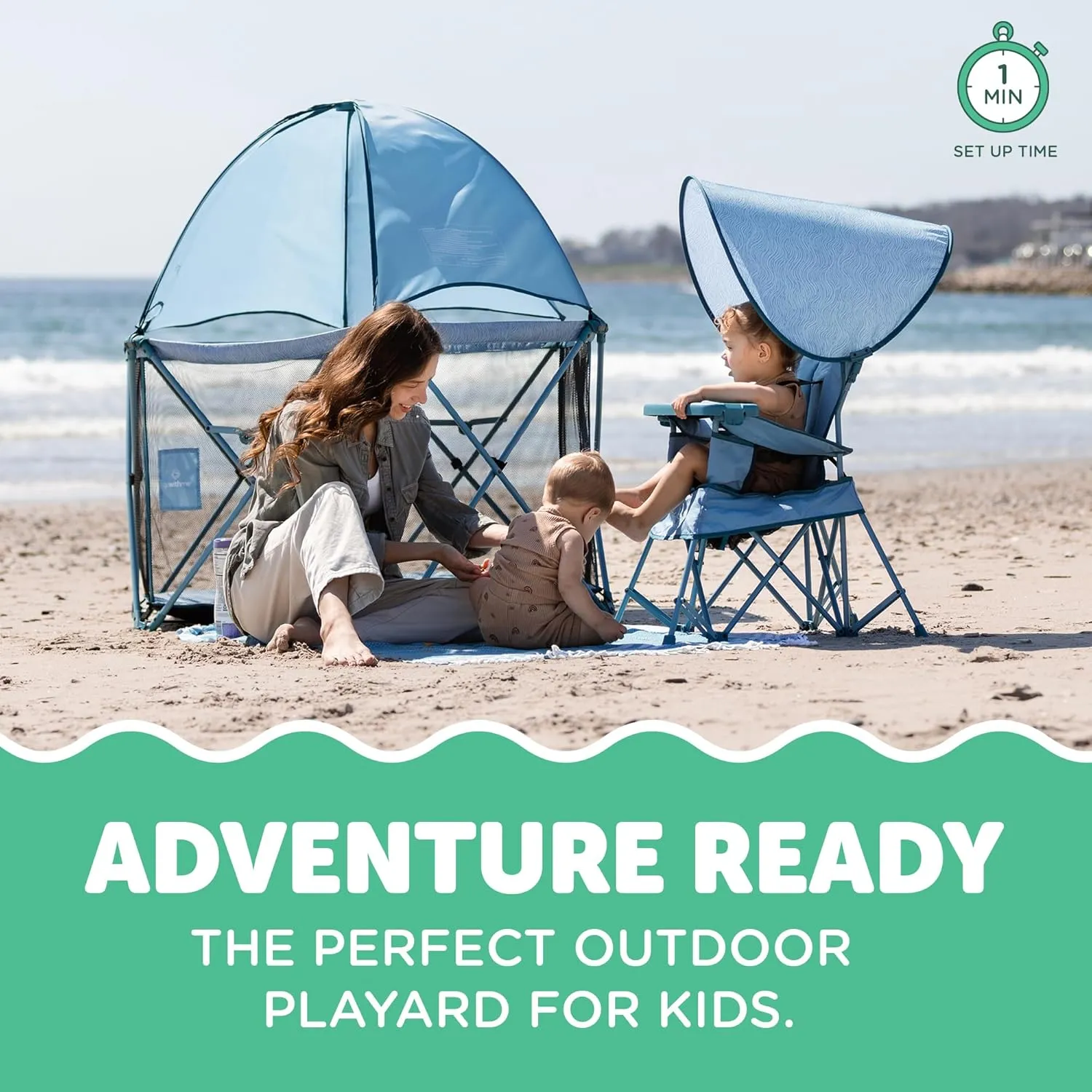 Baby Delight Go with Me Eclipse Deluxe Portable Playard | Playpen | Sun Canopy | Indoor and Outdoor | Ultra Padded Nylon Floor | Blue Wave